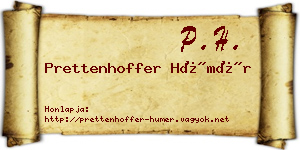 Prettenhoffer Hümér névjegykártya
